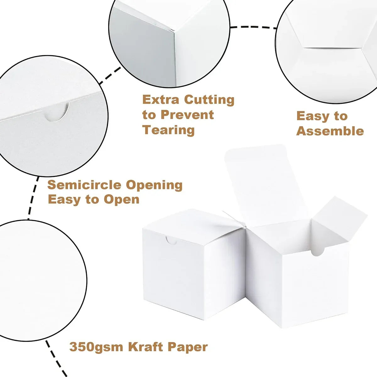 Kraft Gift Boxes 50pcs 10x10x10cm Party Favour Packaging Paper Boxes - Kraft