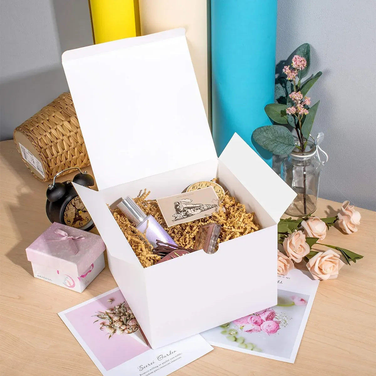 Kraft Gift Boxes 50pcs 10x10x10cm Party Favour Packaging Paper Boxes - Kraft