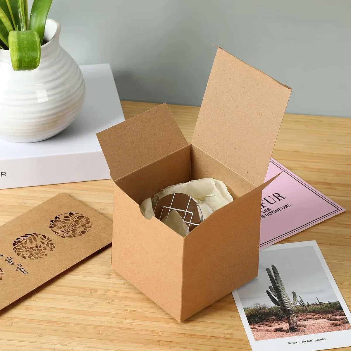 Kraft Gift Boxes 50pcs 10x10x10cm Party Favour Packaging Paper Boxes - Kraft