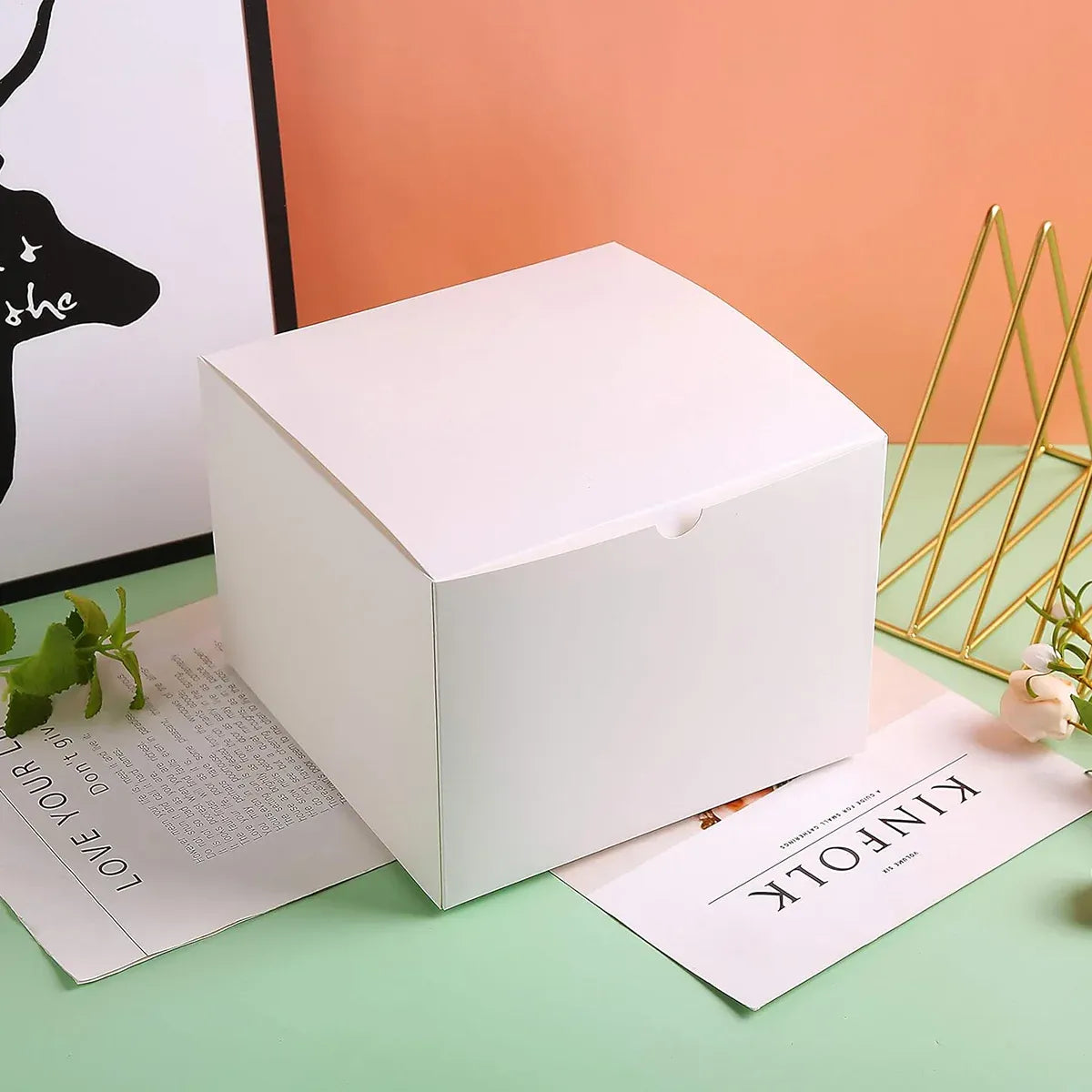 Kraft Gift Boxes 50pcs 10x10x10cm Party Favour Packaging Paper Boxes - Kraft
