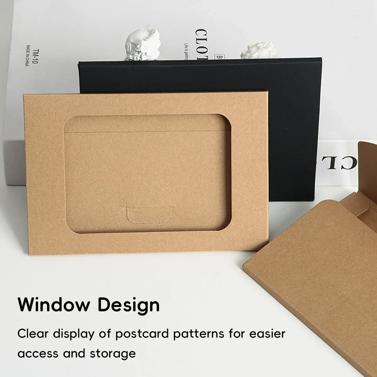 100PCS Windowed Postcard Mailing Box Cardboard Envelope for Packaging Craft Use - White