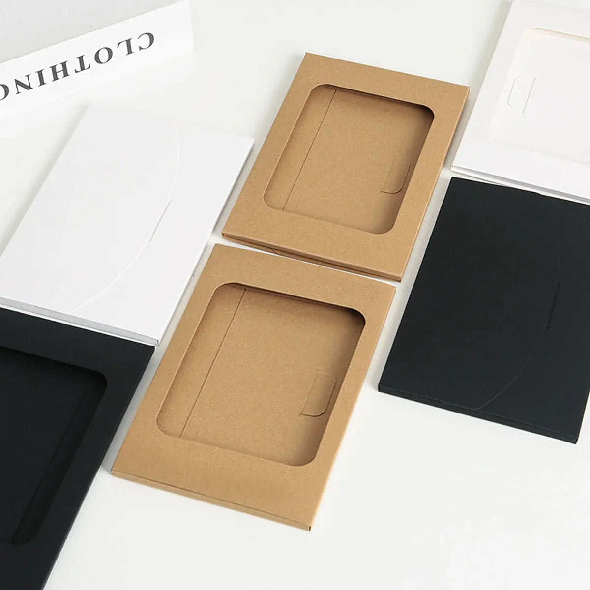 100PCS Windowed Postcard Mailing Box Cardboard Envelope for Packaging Craft Use - White