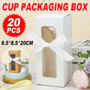 20PCS Cup Gift Boxes Sturdy with Clear Window Aesthetic for Coffee Cup Packaging - White