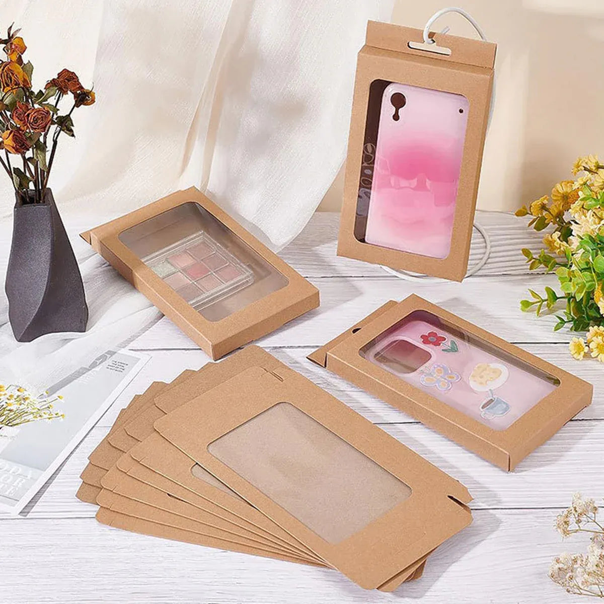 50PCS Gift Packaging Boxes Durable Clear Window for Gift Packaging Presentation - White