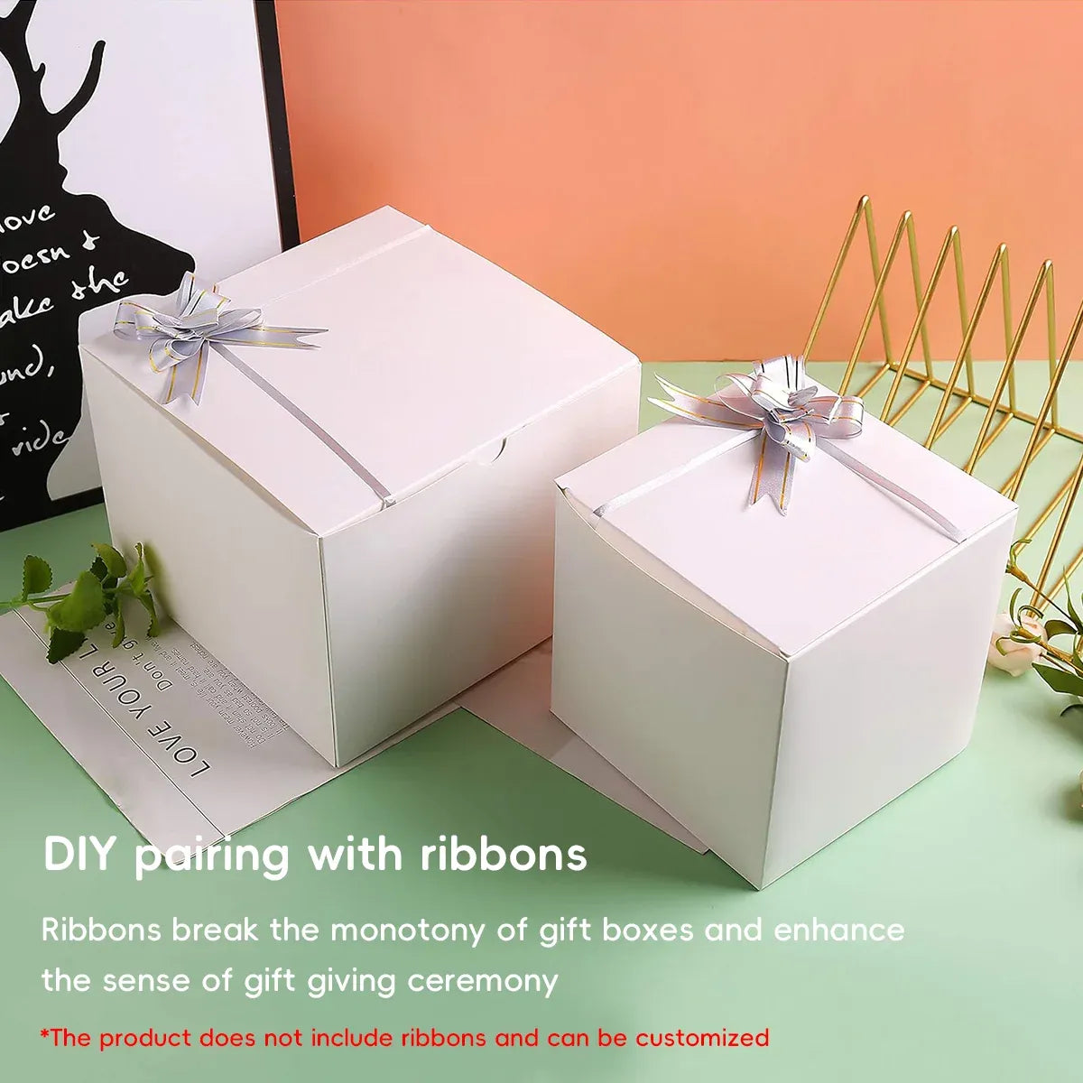 Kraft Gift Boxes 50pcs 10x10x10cm Party Favour Packaging Paper Boxes - White