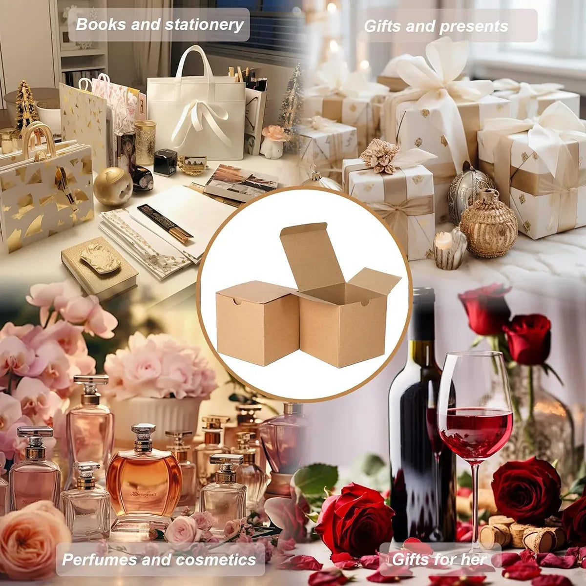 Kraft Gift Boxes 50pcs 10x10x10cm Party Favour Packaging Paper Boxes - White