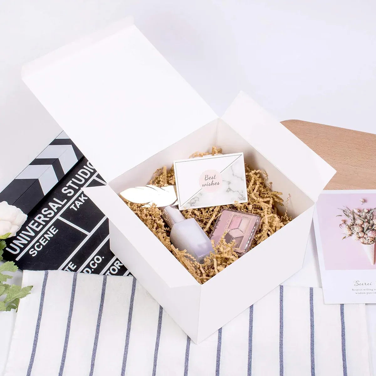 Kraft Gift Boxes 50pcs 10x10x10cm Party Favour Packaging Paper Boxes - White