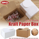 50PCS Foldable Gift Paper Boxes 15x10x8.5cm Khaki White for Party Wedding Use - White