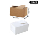 50PCS Foldable Gift Paper Boxes 15x10x8.5cm Khaki White for Party Wedding Use - White