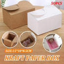 50PCS Foldable Gift Paper Boxes 15x10x8.5cm Khaki White for Party Wedding Use - White