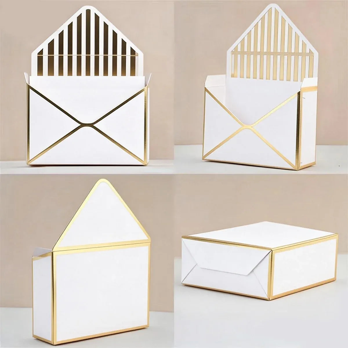Envelope Flower Box Gift Packaging Floral Display Holder Wedding Retail 8PCS - White
