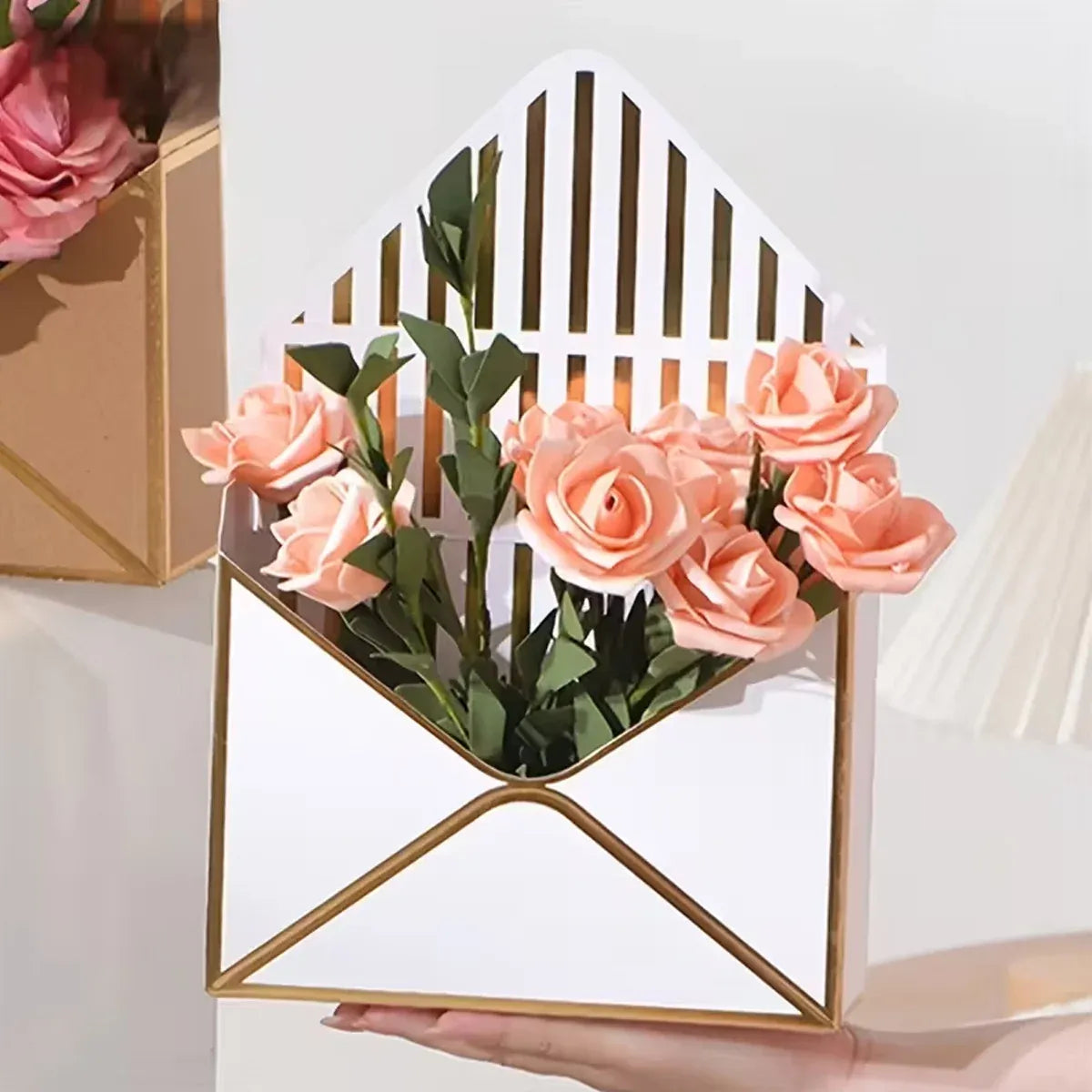 Envelope Flower Box Gift Packaging Floral Display Holder Wedding Retail 8PCS - White
