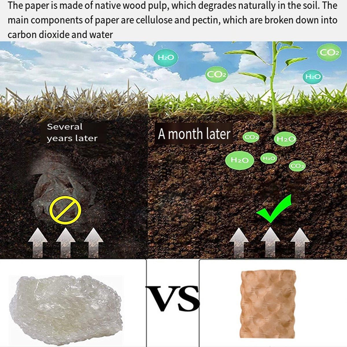 Cowhide Pressure Bubble Paper Roll Shock Absorbing Biodegradable Cushioning Wrap - 28x50m