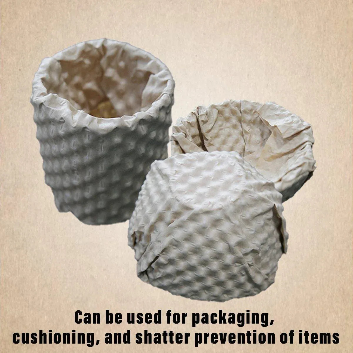 Cowhide Pressure Bubble Paper Roll Shock Absorbing Biodegradable Cushioning Wrap - 28x50m