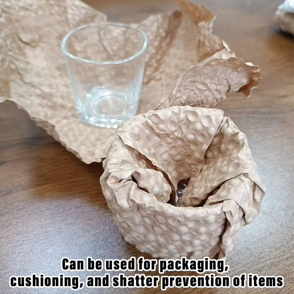 Cowhide Pressure Bubble Paper Roll Shock Absorbing Biodegradable Cushioning Wrap - 28x50m