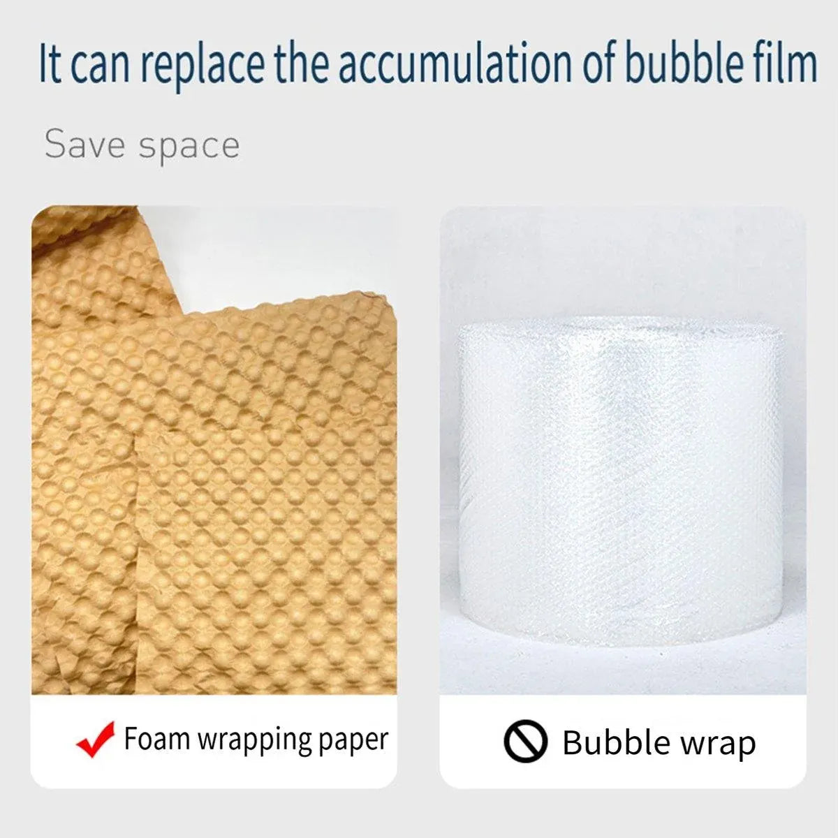 Cowhide Pressure Bubble Paper Roll Shock Absorbing Biodegradable Cushioning Wrap - 28x50m
