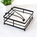 2PCS Black Wrought Iron Napkin Holder Square Tissue Rack for Home Kitchen Decor