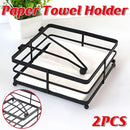 2PCS Black Wrought Iron Napkin Holder Square Tissue Rack for Home Kitchen Decor