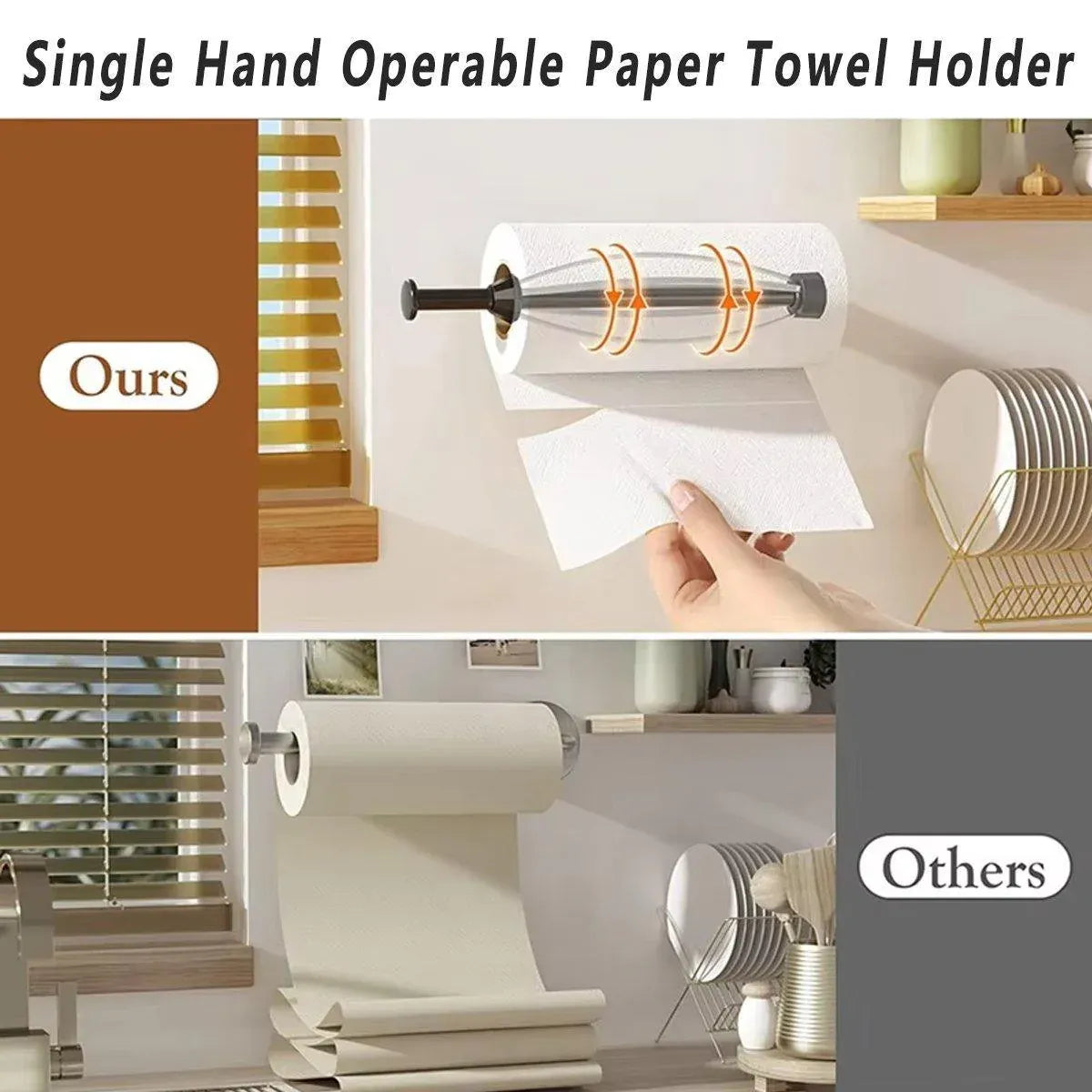 Stainless Steel Kitchen Paper Towel Holder Napkin Cling Film Organizer Rack