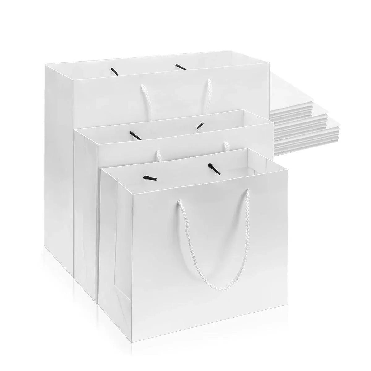 50PCS Kraft Paper Gift Bags Custom Blank Shopping Handbags for Garment Packaging - 13x19x6cm