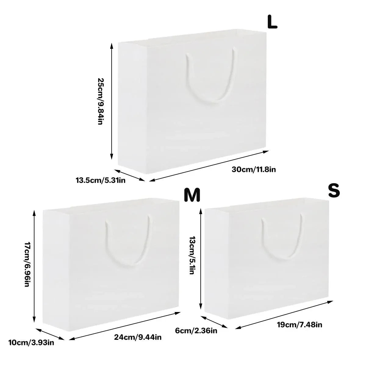 50PCS Kraft Paper Gift Bags Custom Blank Shopping Handbags for Garment Packaging - 13x19x6cm