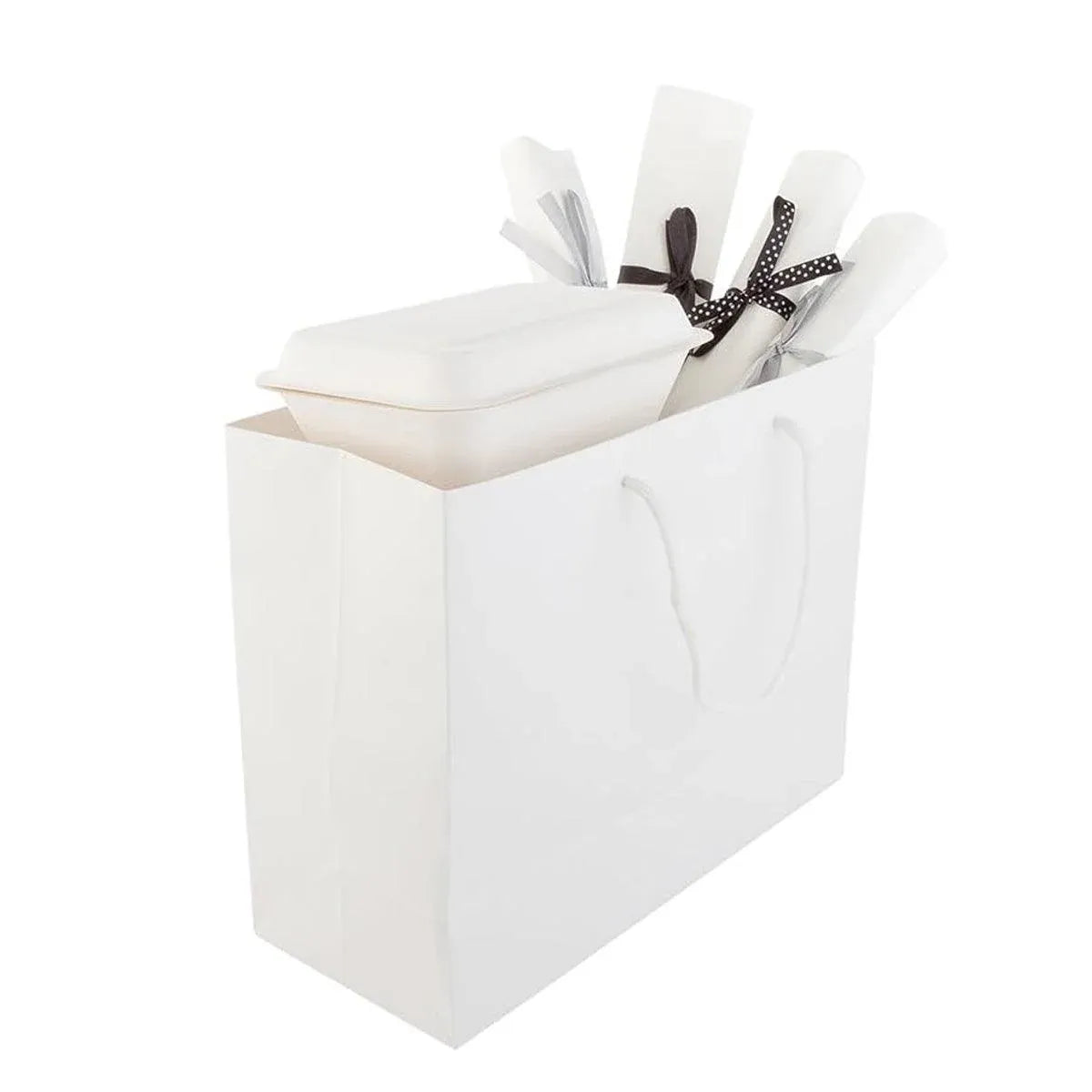 50PCS Kraft Paper Gift Bags Custom Blank Shopping Handbags for Garment Packaging - 13x19x6cm