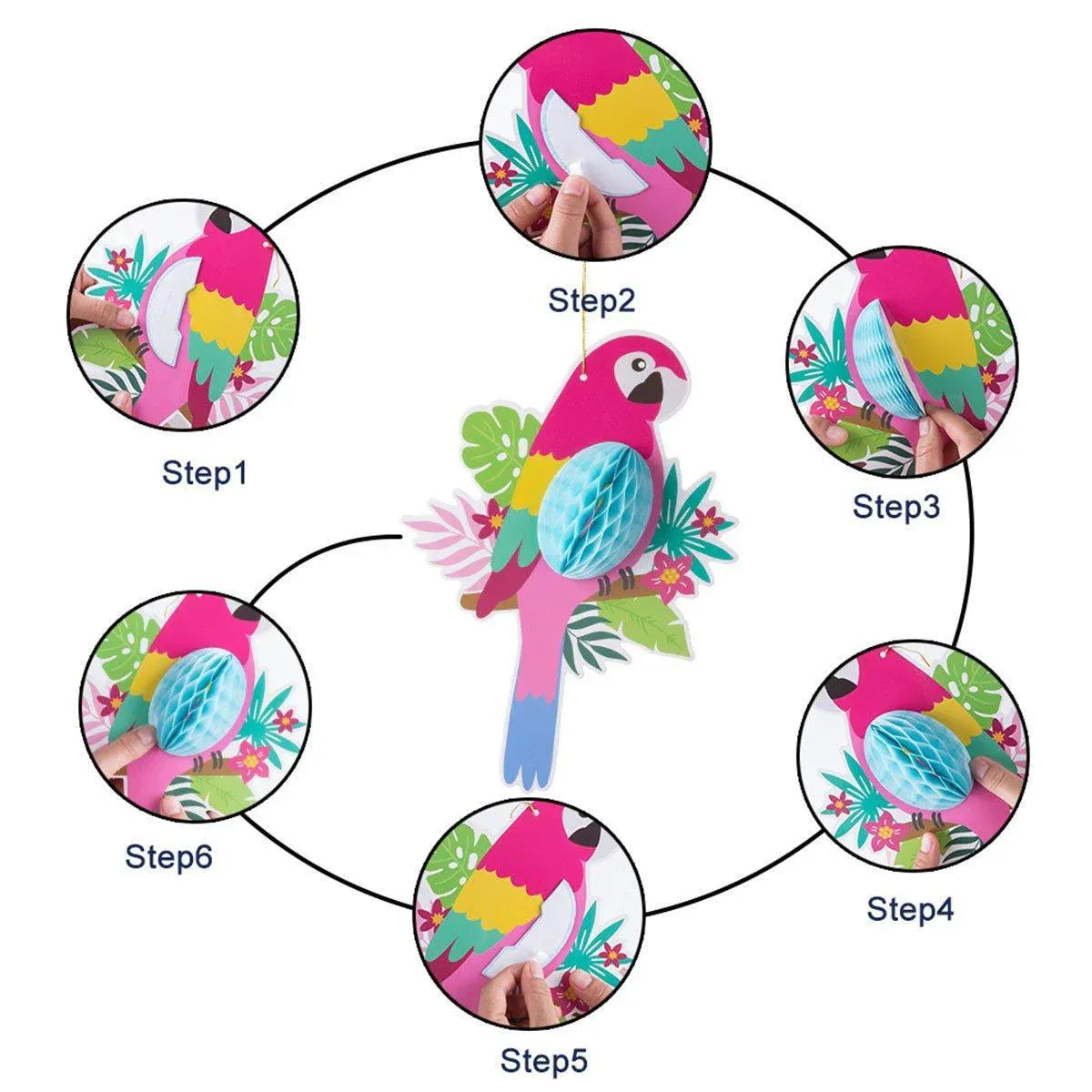 6/9/12pcs Parrot Charm Party Decoration Props Tropical Theme Decor Accessories - 12pcs