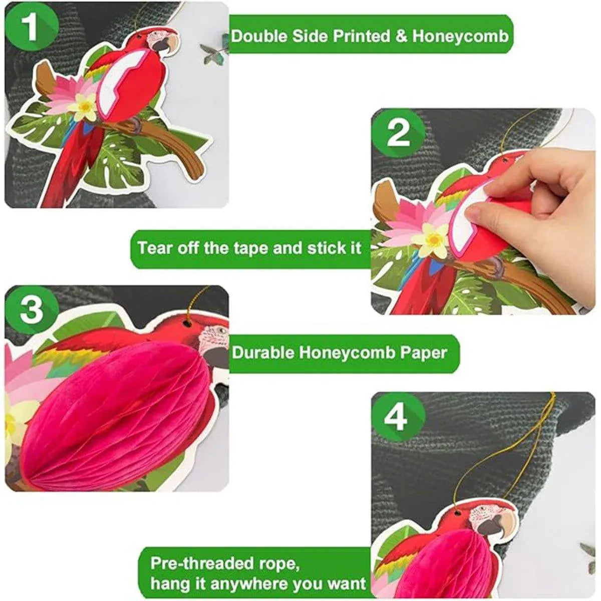 6/9/12pcs Parrot Charm Party Decoration Props Tropical Theme Decor Accessories - 12pcs