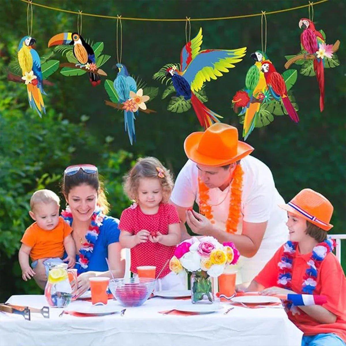 6/9/12pcs Parrot Charm Party Decoration Props Tropical Theme Decor Accessories - 12pcs