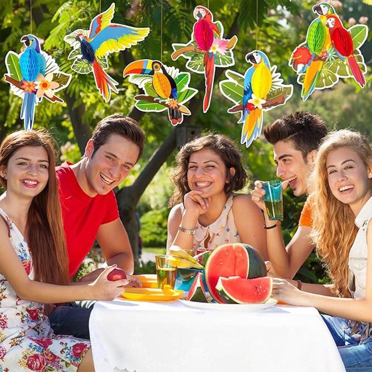 6/9/12pcs Parrot Charm Party Decoration Props Tropical Theme Decor Accessories - 12pcs