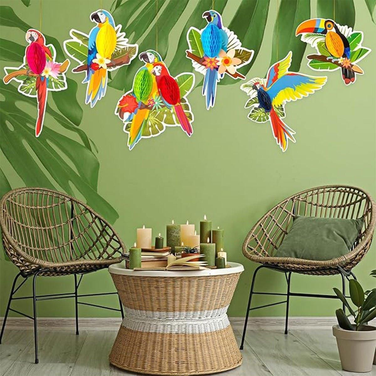 6/9/12pcs Parrot Charm Party Decoration Props Tropical Theme Decor Accessories - 12pcs