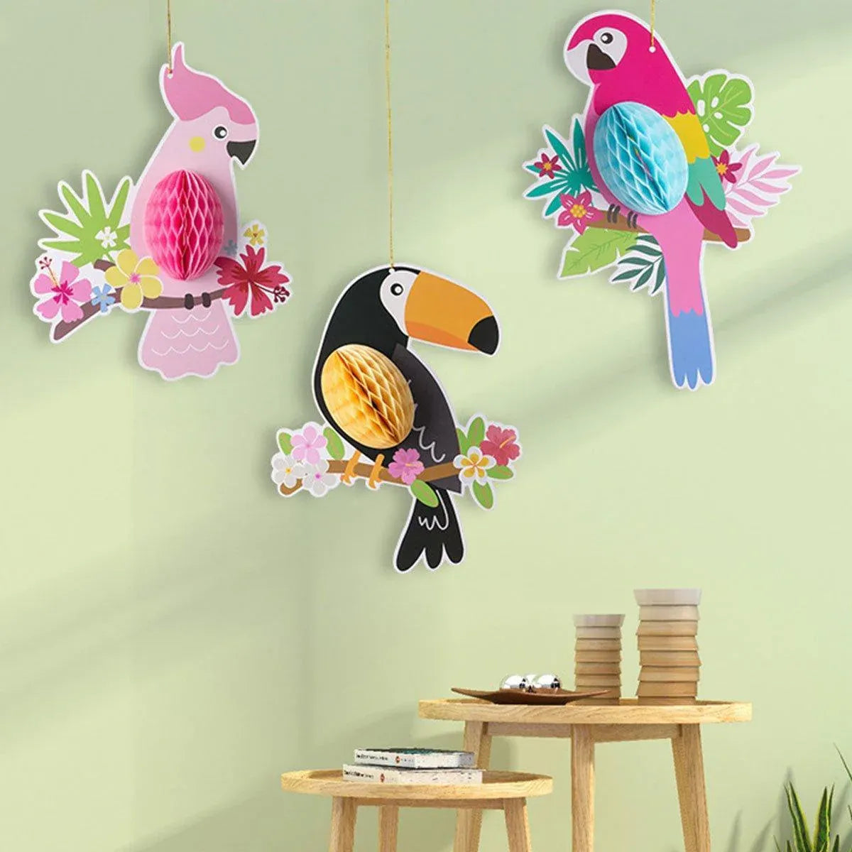 6/9/12pcs Parrot Charm Party Decoration Props Tropical Theme Decor Accessories - 9pcs