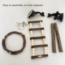 Wooden Parrot Stand Climbing Ladder Swing Toy for Birds Cage Play Accessories - Suction Cup Type