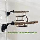 Wooden Parrot Stand Climbing Ladder Swing Toy for Birds Cage Play Accessories - Suction Cup Type
