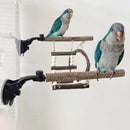 Wooden Parrot Stand Climbing Ladder Swing Toy for Birds Cage Play Accessories - Suction Cup Type