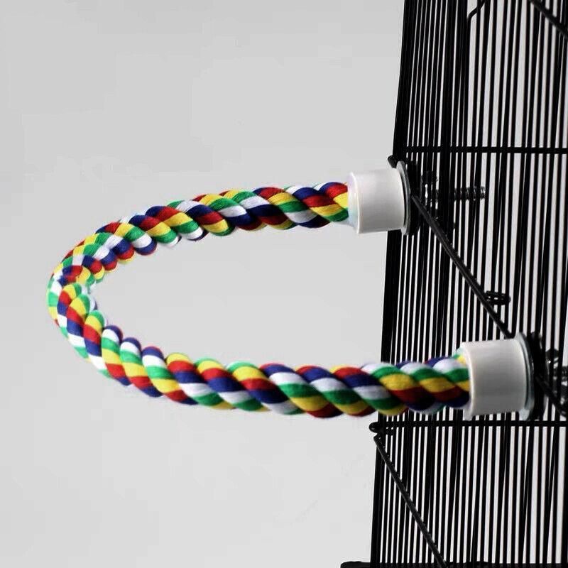 Parrot Rope Perch Colourful Bird Cage Toy Cotton Bungee Swing for Pet Birds - 105CM