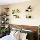 4 Wall-Mounted Wood Shelves with Black Metal Brackets