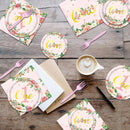 96-Piece First Birthday Floral Tableware Pack for 24 Place Settings