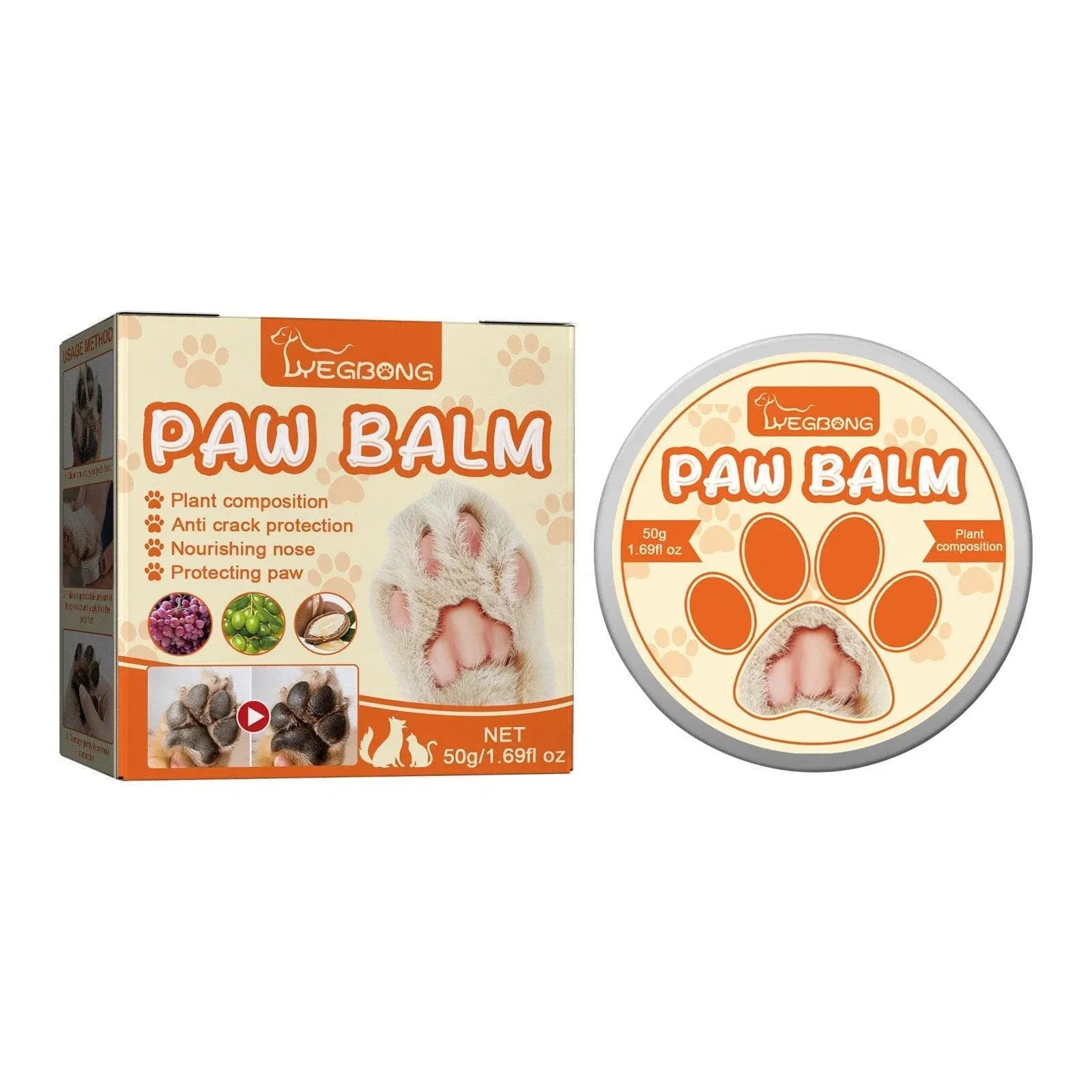 Dogs Cat Paw Balm Cream Pets Natural Lick Safe Dry Skin Cracked Paws Feet Care