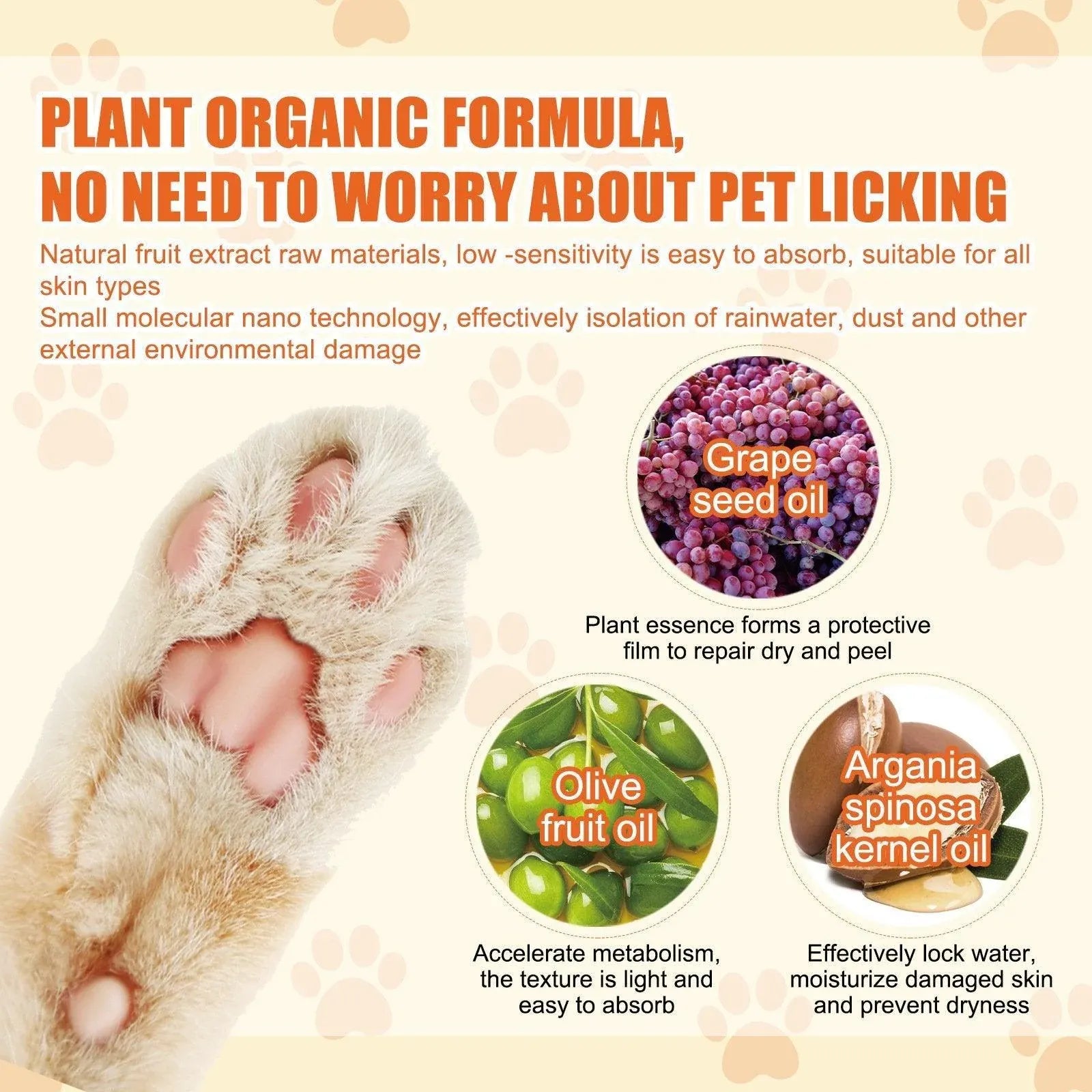 Dogs Cat Paw Balm Cream Pets Natural Lick Safe Dry Skin Cracked Paws Feet Care