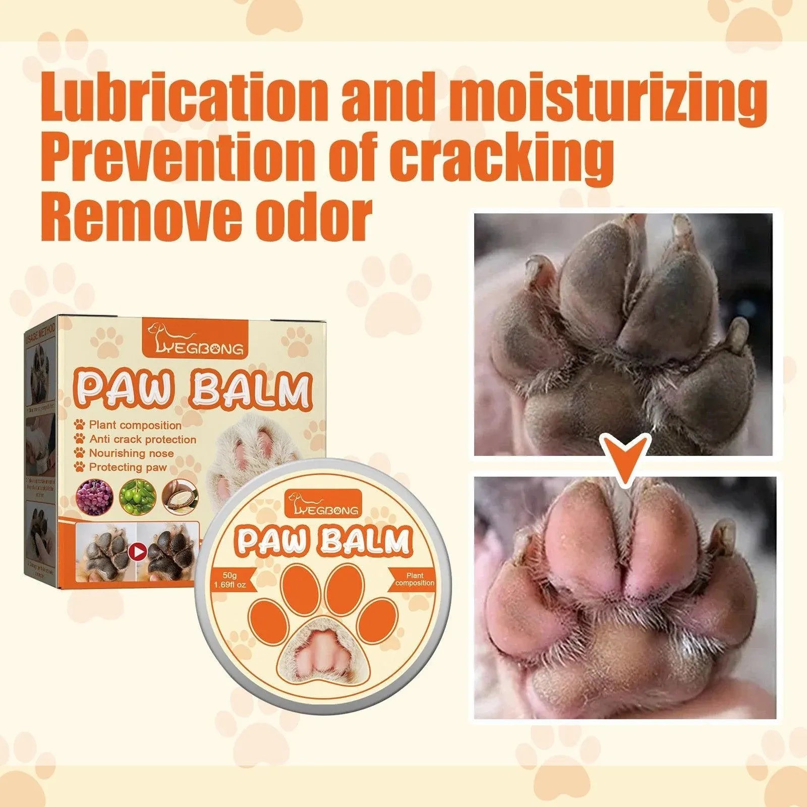Dogs Cat Paw Balm Cream Pets Natural Lick Safe Dry Skin Cracked Paws Feet Care