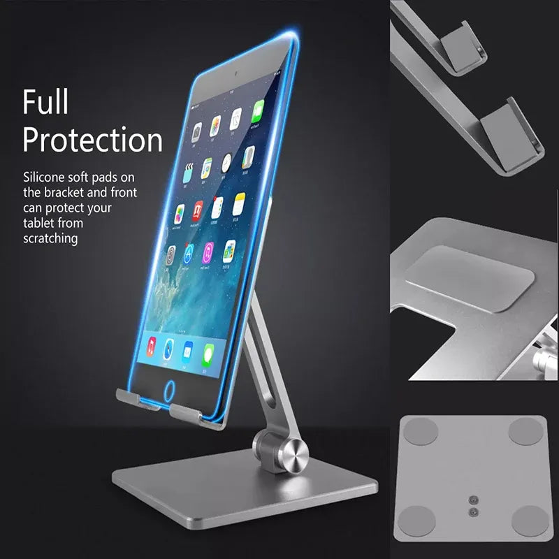 Aluminum Alloy Tablet Phone Holder Desk Stand Bracket Foldable For Ipad Pro 12.9 - Grey