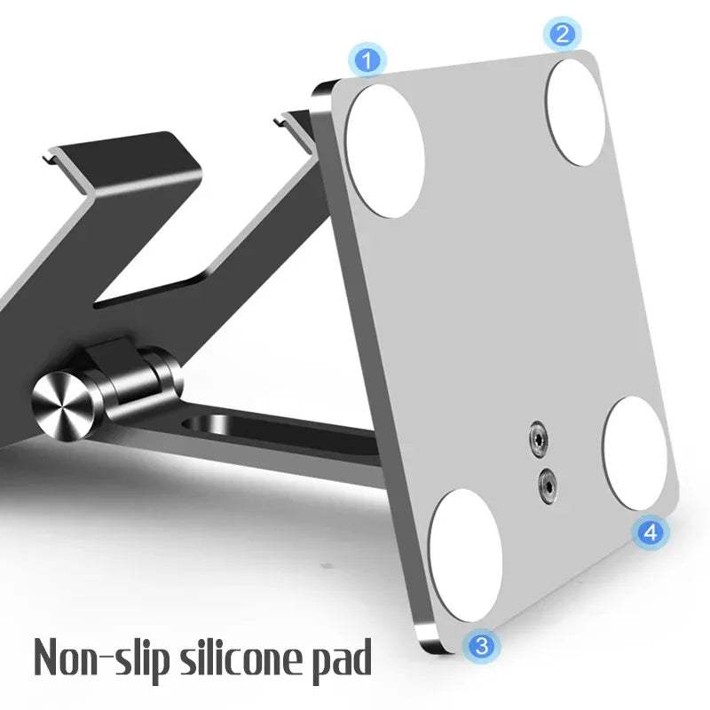 Aluminum Alloy Tablet Phone Holder Desk Stand Bracket Foldable For Ipad Pro 12.9 - Silver