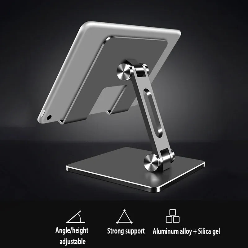 Aluminum Alloy Tablet Phone Holder Desk Stand Bracket Foldable For Ipad Pro 12.9 - Silver