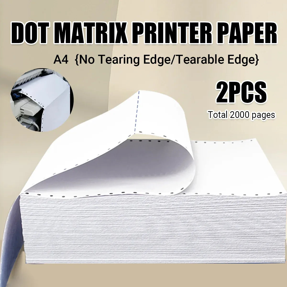 A4 Dot Matrix Printer Paper 2000 Sheets for Computer Office