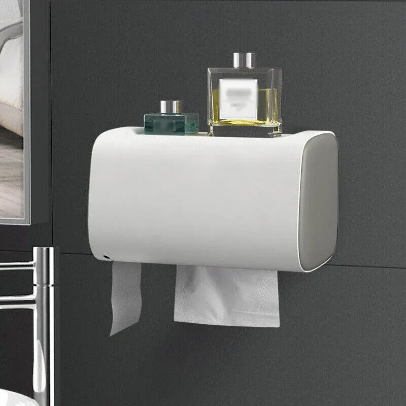 Toilet Paper Holder Waterproof Wall Mounted Roll Paper Tissue Box Shelf Bathroom
