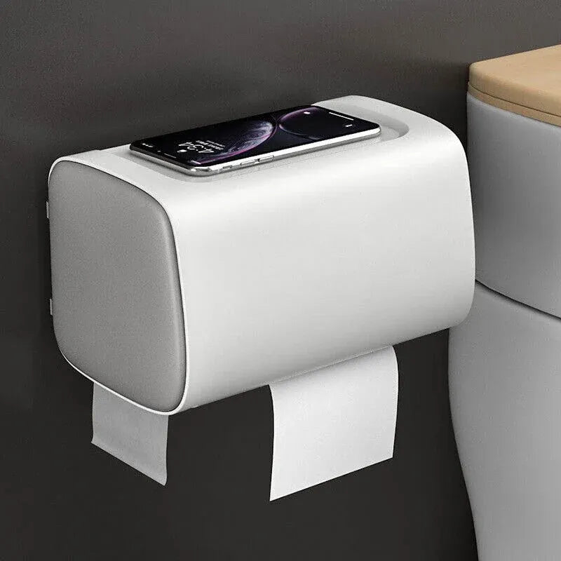 Toilet Paper Holder Waterproof Wall Mounted Roll Paper Tissue Box Shelf Bathroom