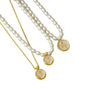 Vintage Bohemian Floral Round Pendant Necklace Women Fashion Chain Jewelry - Pearl-Rose