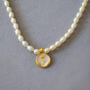 Vintage Bohemian Floral Round Pendant Necklace Women Fashion Chain Jewelry - Pearl-Rose