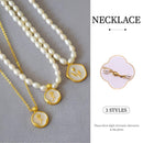 Vintage Bohemian Floral Round Pendant Necklace Women Fashion Chain Jewelry - Pearl-Tulip